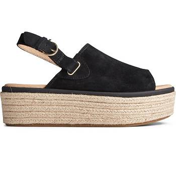 Sperry Delmare Plushwave Platform Cierne - Damske Sandále